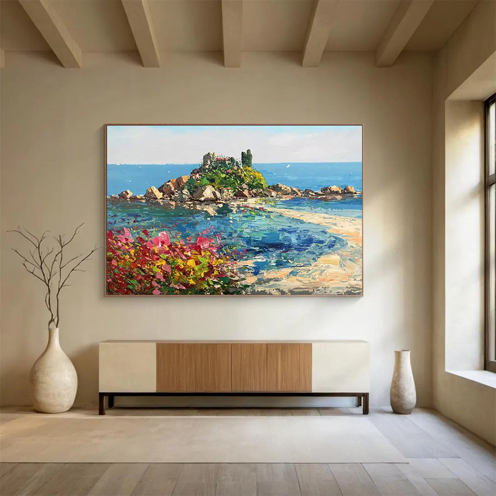 Island Blossom Abstract Painting for Beachfront Home Bedrooms YHT469