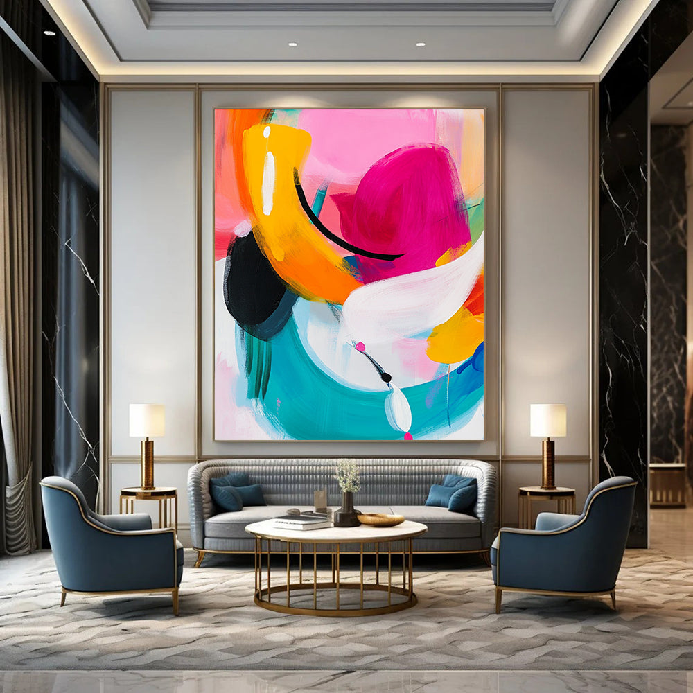 Colorful Curved Abstract Painting for Lively - Themed Playrooms GAB0961