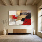 Gold Red Abstract Fusion Painting with Bold Textured Contrasts ABS539