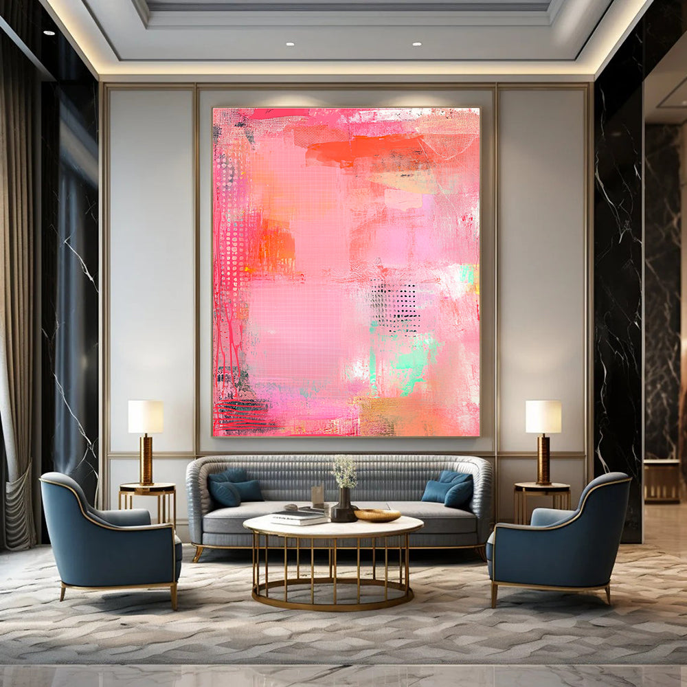 Textured Pink Abstract Painting for Girls’ Fashion Boutiques GAB1247
