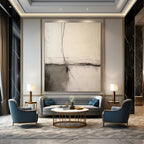 Beige Layered Minimalist Abstract Painting for Calm Interiors HENG370