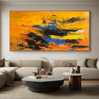 Vivid Yellow Blue Abstract Painting with Dynamic Energy WINK710