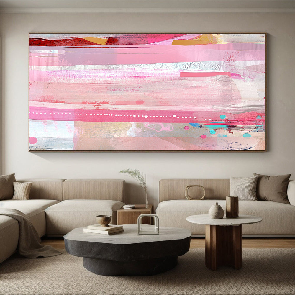 Pink and Silver Stripes Abstract Painting with Glamorous Grace WINK078
