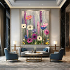 Colorful Wildflower Field Abstract Painting of Cheerful Wilderness GAB0169