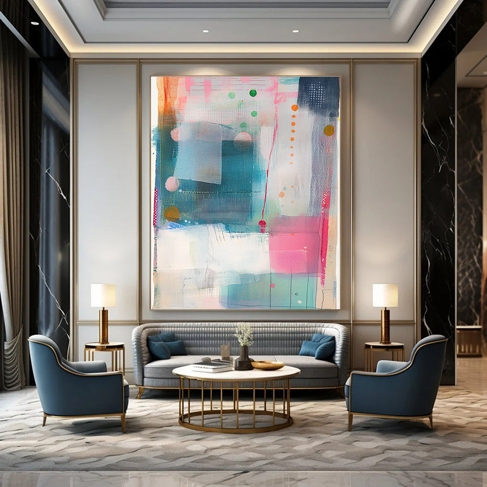 Bright Geometric Mix Modern Graphic Abstract Painting GAB0243