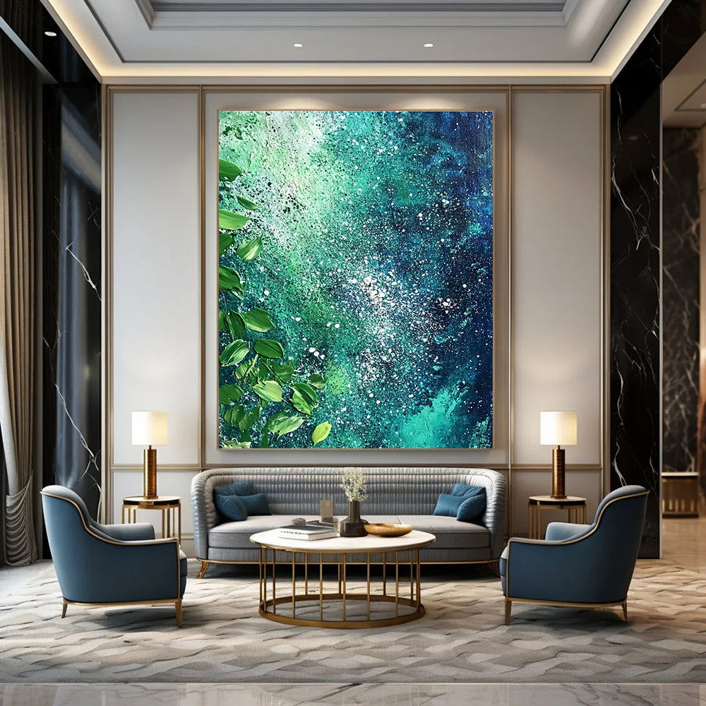 Starry Green Abstract - Cosmic Nature Abstract Painting GAB0505
