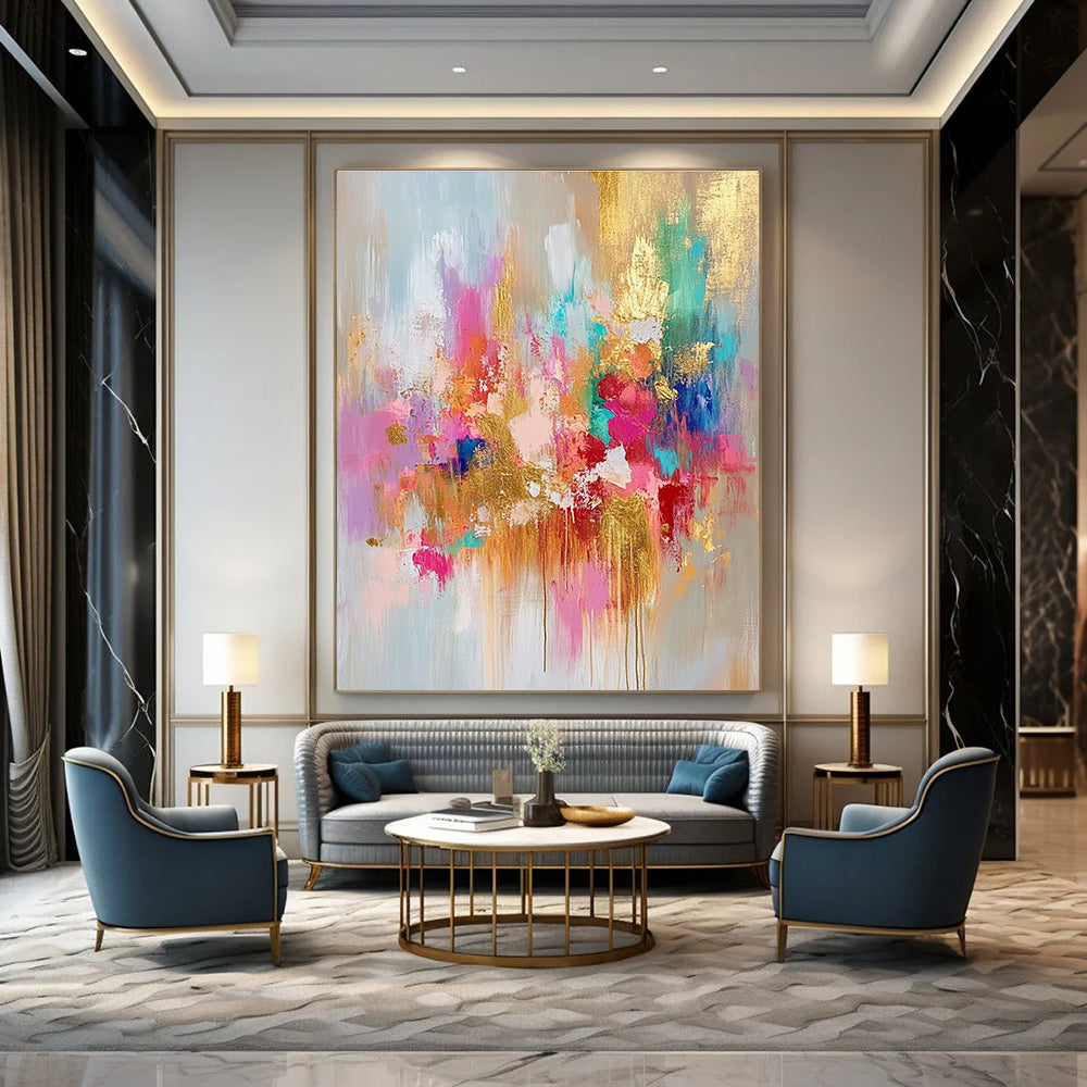 Pastel and Gold Abstract Painting for Feminine - Inspired Boutiques GAB0894
