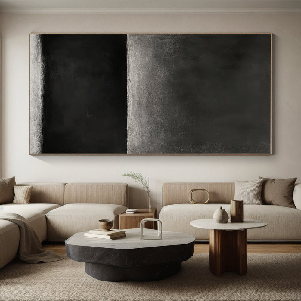Monochromatic Black Gradient Abstract Painting with Subtle Depth WINK163