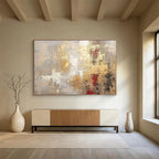 Gold - Red Abstract Textured Painting for Luxe Interiors YHT044