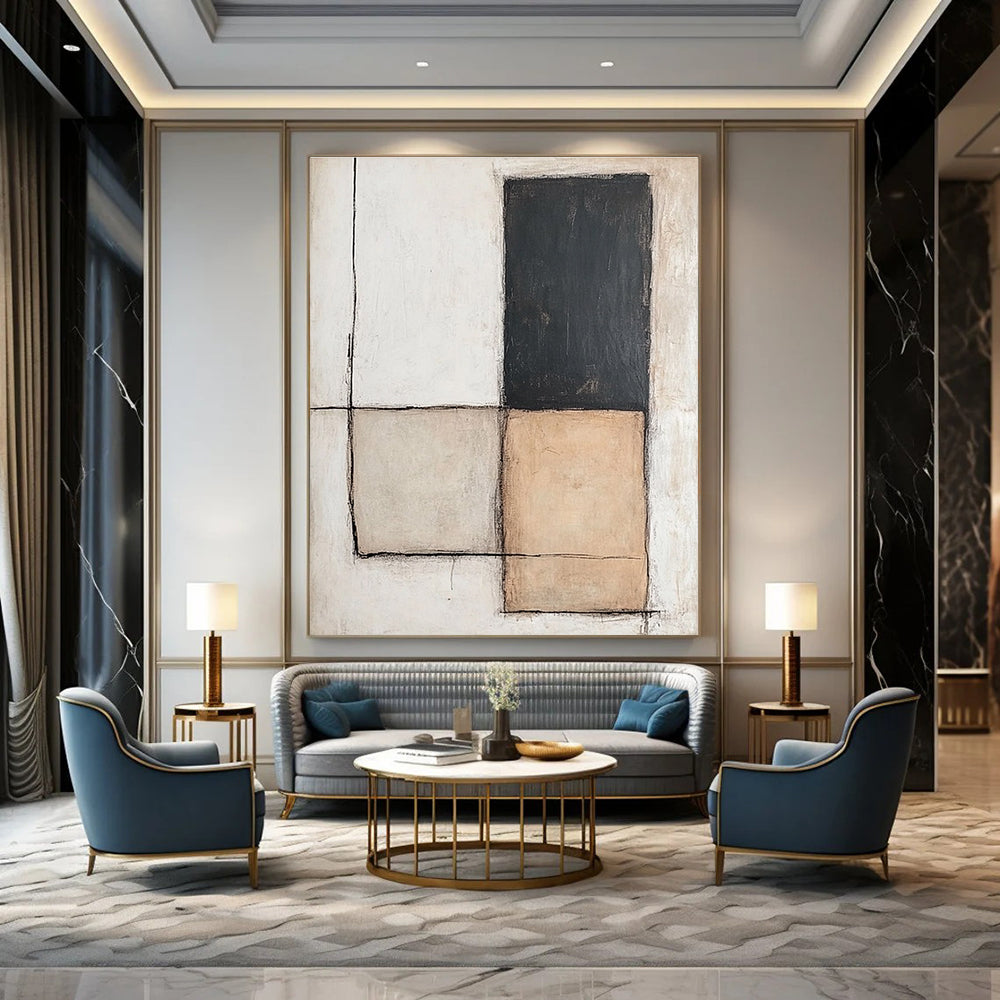 Neutral Toned Geometric Art Abstract Painting for Minimalist Interiors GAB1392