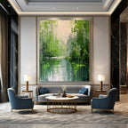 Green Forest Abstract Painting for Eco - Friendly Hotel Rooms HENG002