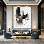 Monochrome Geometric Abstract Painting for Corporate Reception Areas GAB1236