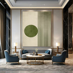 Green Circle and Lines Abstract Painting for Modern Minimalist Interiors GAB1370