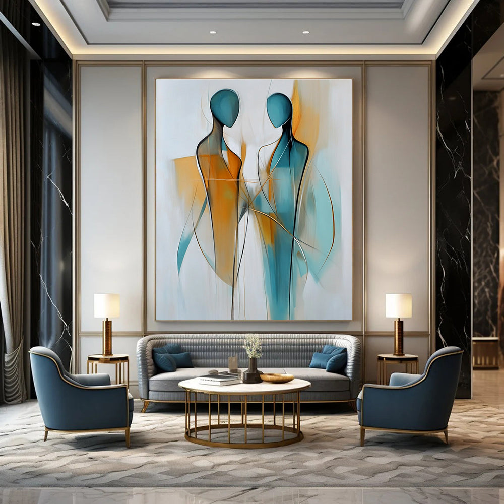 Connected Figure Abstract Painting for Community Center Gathering Spaces GAB1178