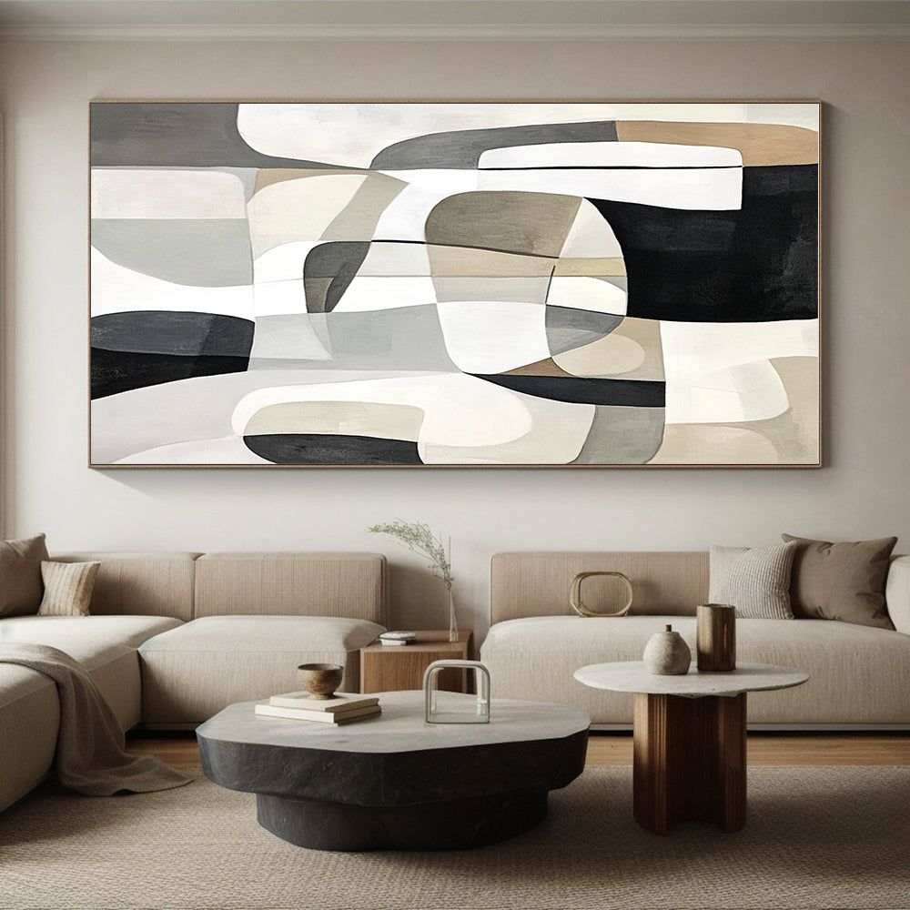 Soft - Hued Geometric Interplay Abstract Painting with Gentle Harmony WINK212