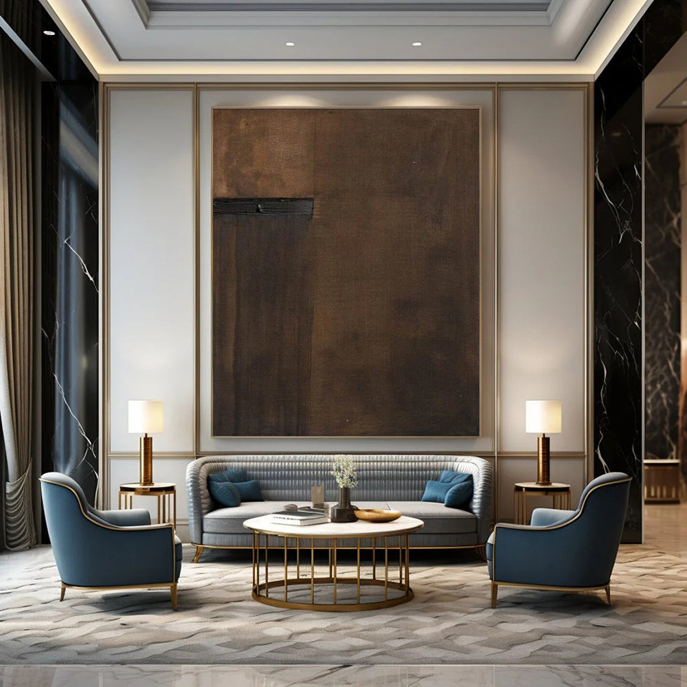 Minimalist Brown Abstract Painting for Contemporary Art Galleries HENG512