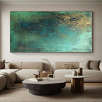 Green and Gold Textured Abstract Painting with Lush Opulence WINK286