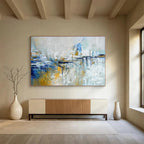 Blue and Gold Abstract Cityscape Painting for Upscale Urban Residences YHT347