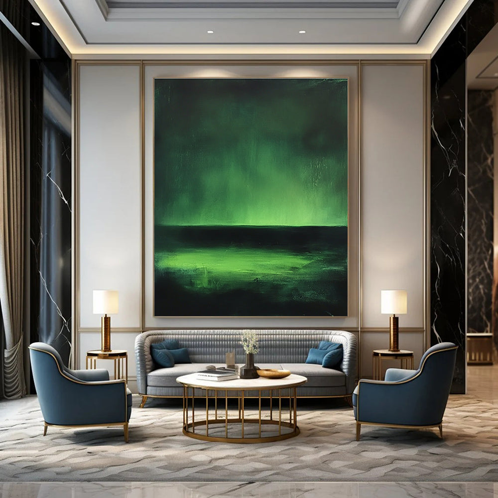 Dark Green Landscape Abstract Painting for Mood - Setting GAB0702