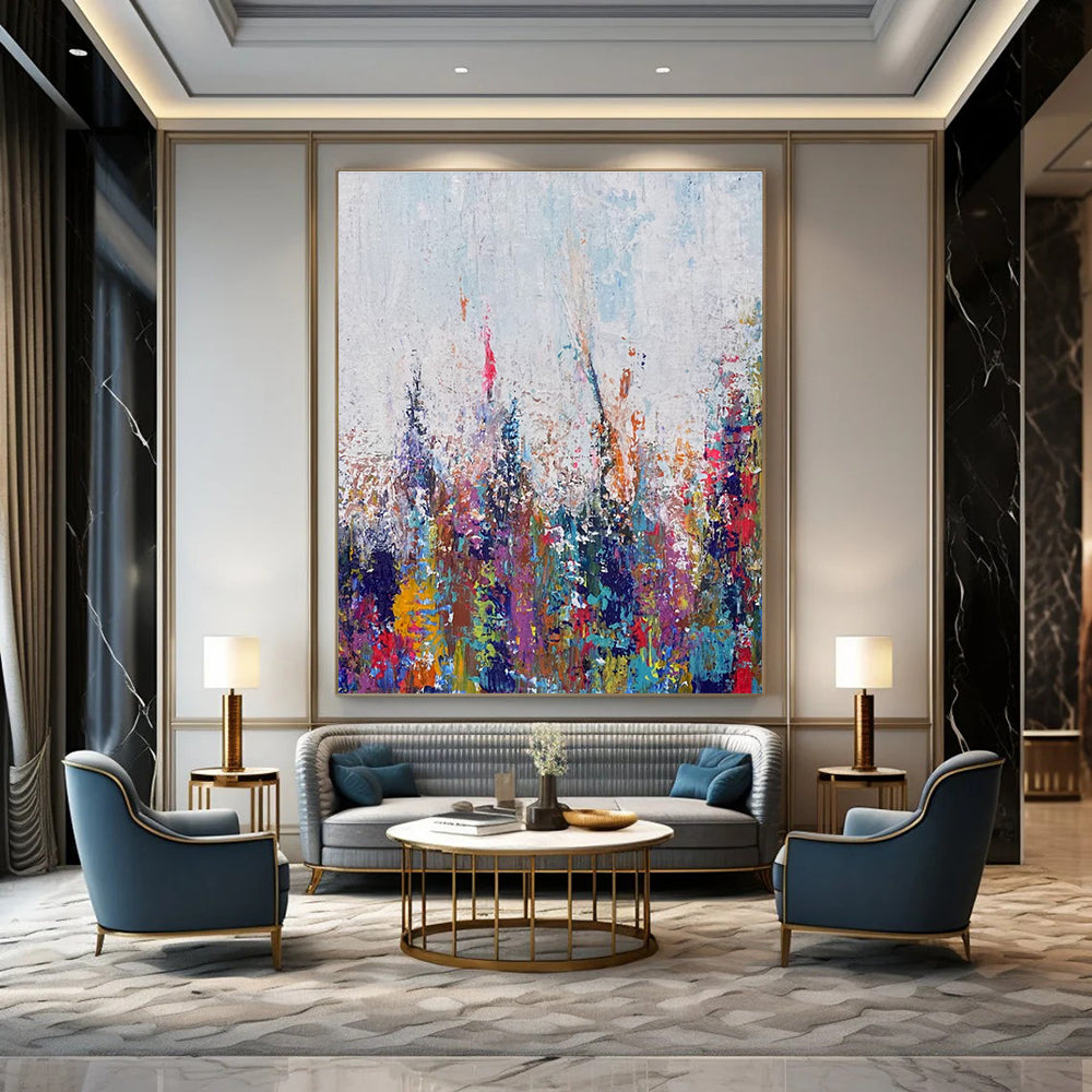 Colorful Floral Field Abstract Painting for Vibrant Garden Centers HENG467