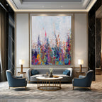 Colorful Floral Field Abstract Painting for Vibrant Garden Centers HENG467