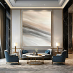Beige and Grey Flowing Textures Abstract Painting with Soft Movement GAB0074