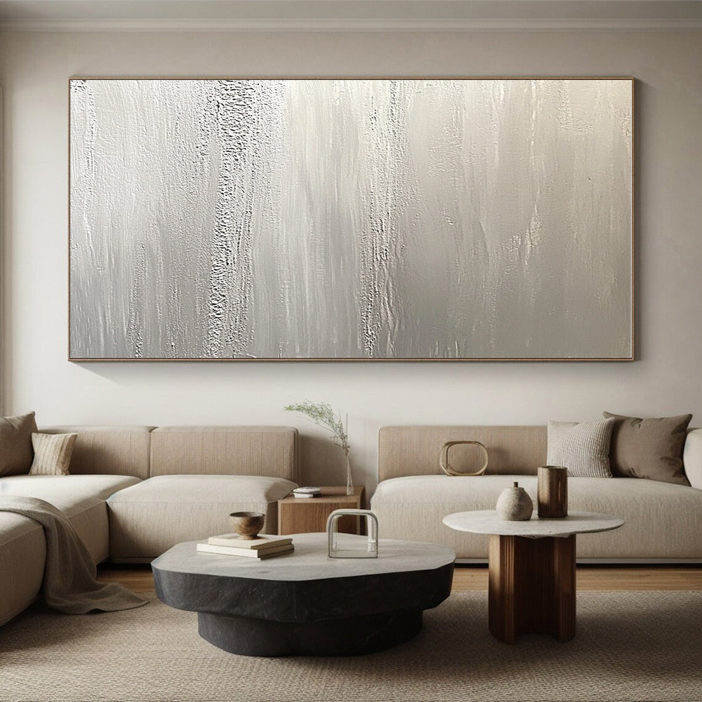 Silver Textured Layers Abstract Painting with Subtle Shimmer WINK117