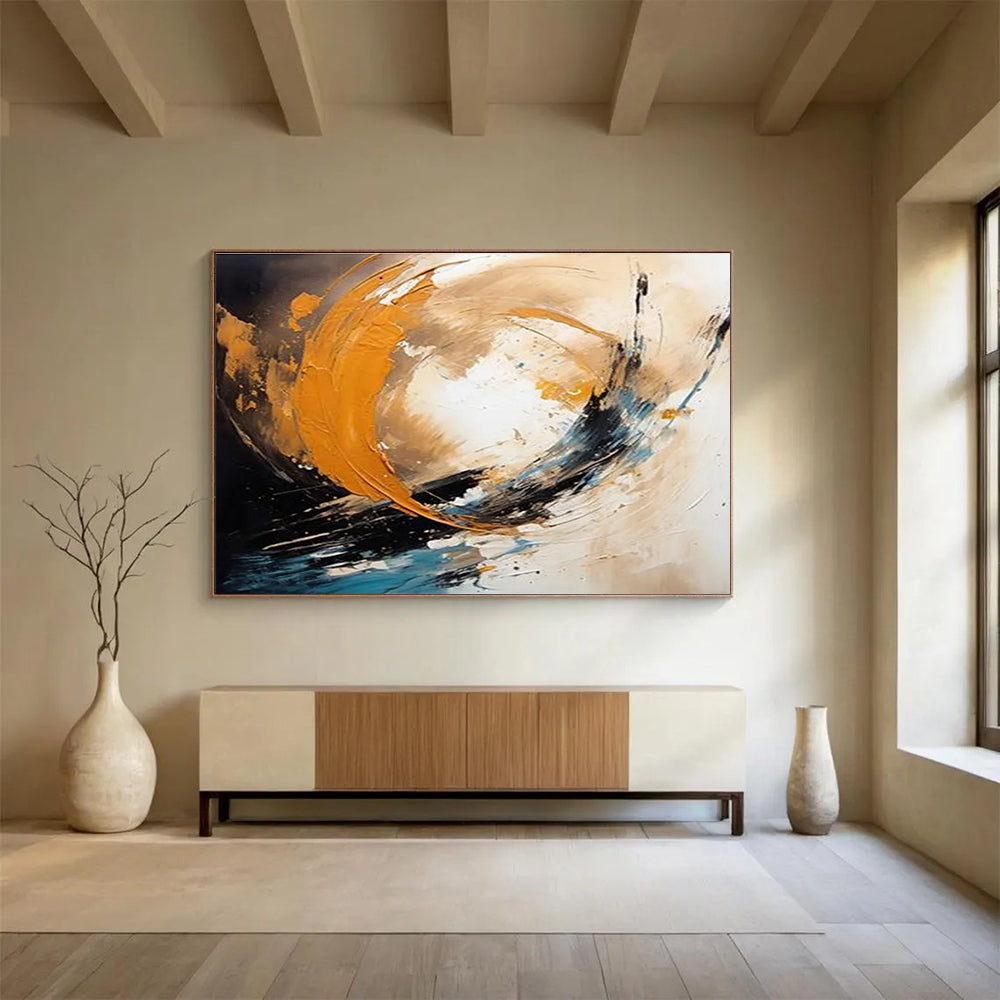 Dynamic Swirl Abstract Painting for Energetic Interiors YHT097