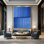Blue Textured Minimalist Abstract Painting for Calm Interiors HENG407