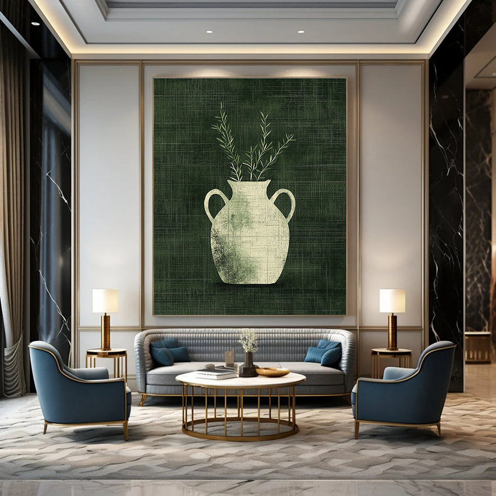 Vase with Greenery Minimalist Still Life Abstract Painting GAB0220