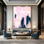 Pink - Blue Abstract Composition Painting for Chic Fashion Boutiques HENG179