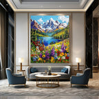 Mountain Landscape with Flowers - Impasto Nature Art GAB0385