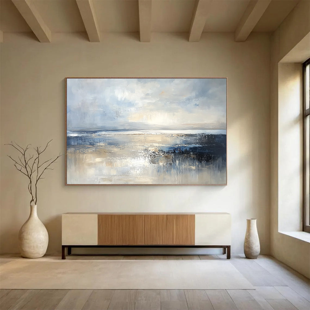 Expansive Seascape Abstract Painting with Grand Horizon ABS437
