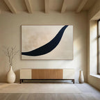 Curved Black Line on Beige Abstract Painting ABS584