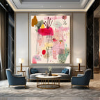 Pink and Colorful Abstract Shapes Lively Abstract Composition GAB0348