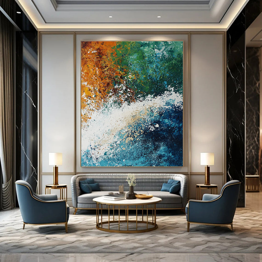 Energetic Wave Abstract Painting for Dynamic Spaces GAB0732