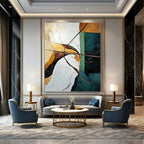 Geometric Abstract with Gold Accents Painting for Luxury Interiors GAB1111