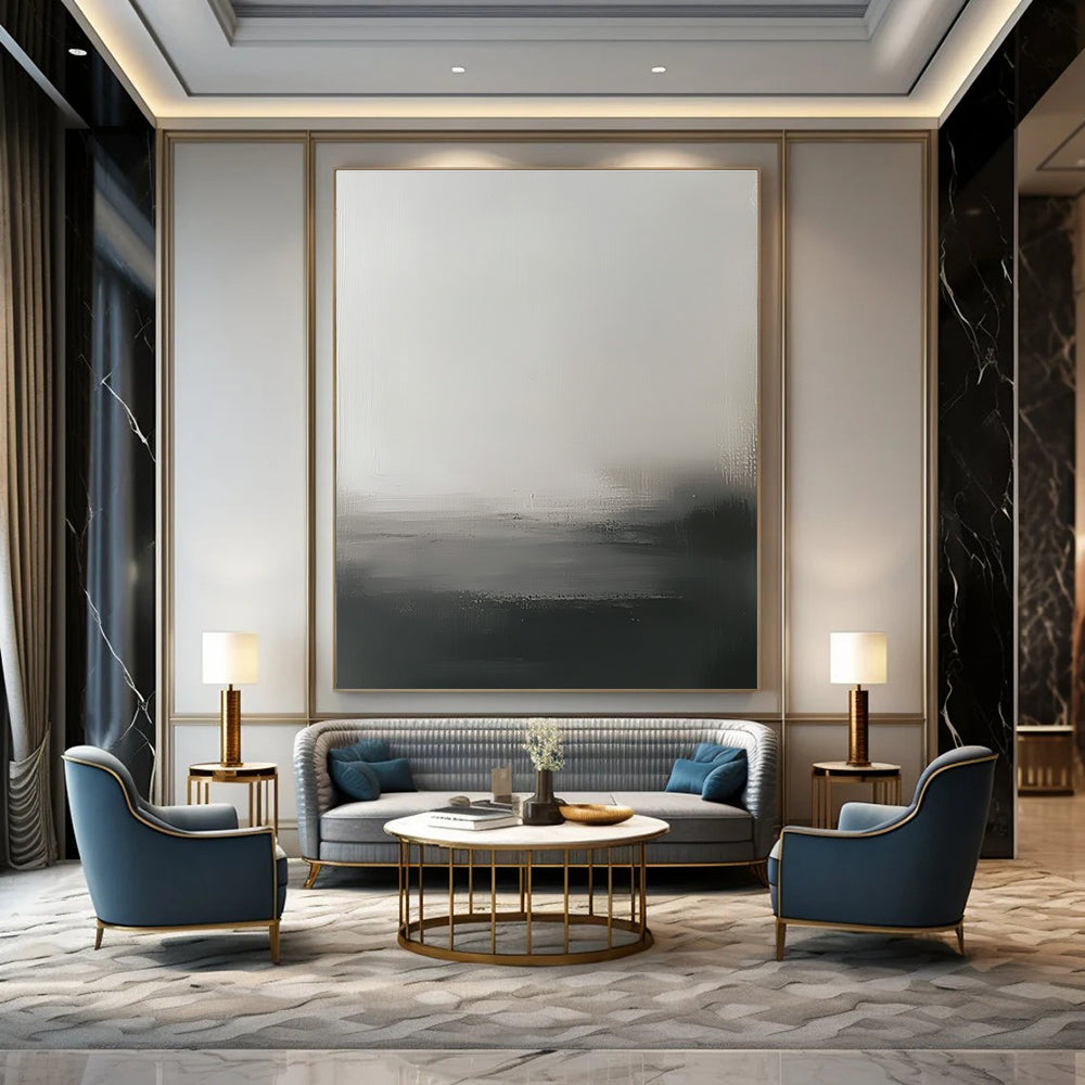 Monochrome Mist Abstract Painting for Minimalist Decor GAB0703