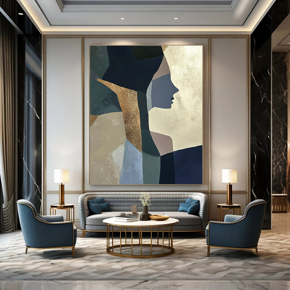 Geometric Portrait Abstract Painting for Contemporary Art Gallery Hallways GAB1204