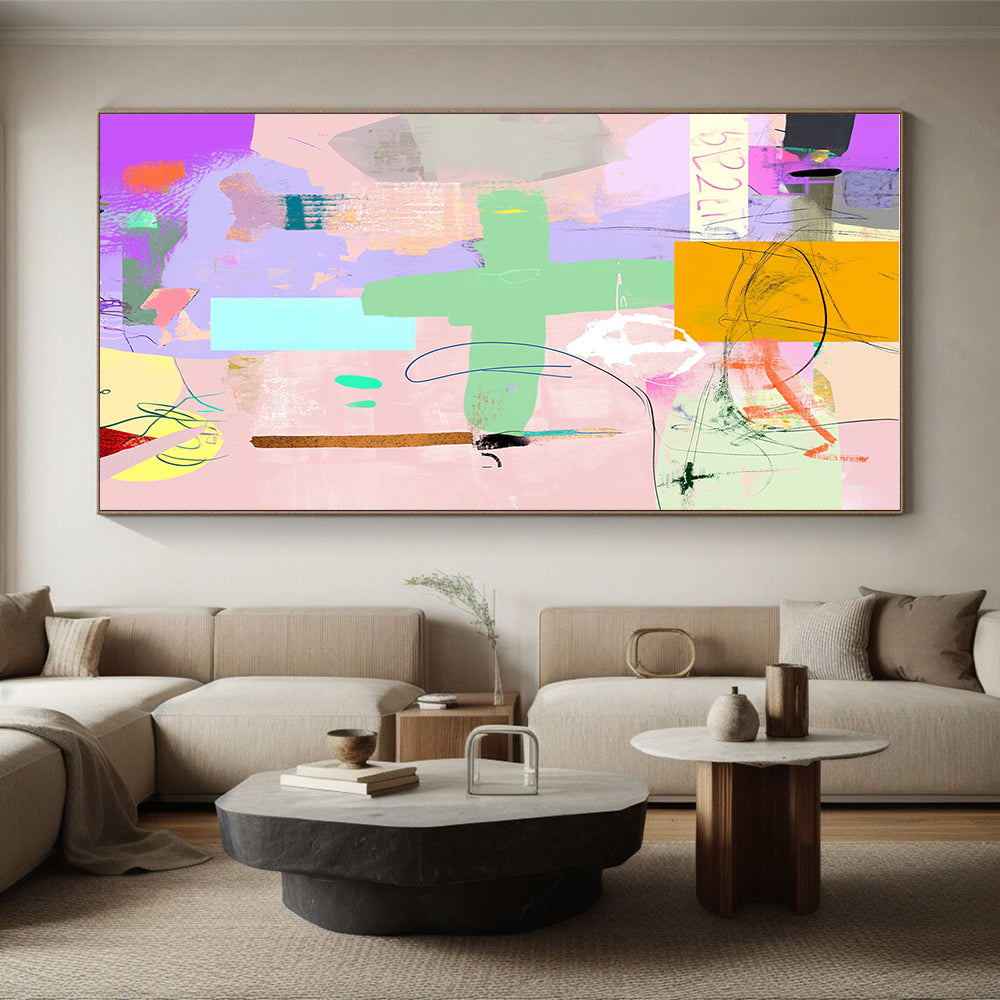 Colorful Geometric Collage Abstract Painting with Vivid Diversity WINK209