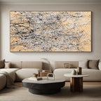 Splattered Ink on Beige Abstract Painting with Dynamic Energy WINK002