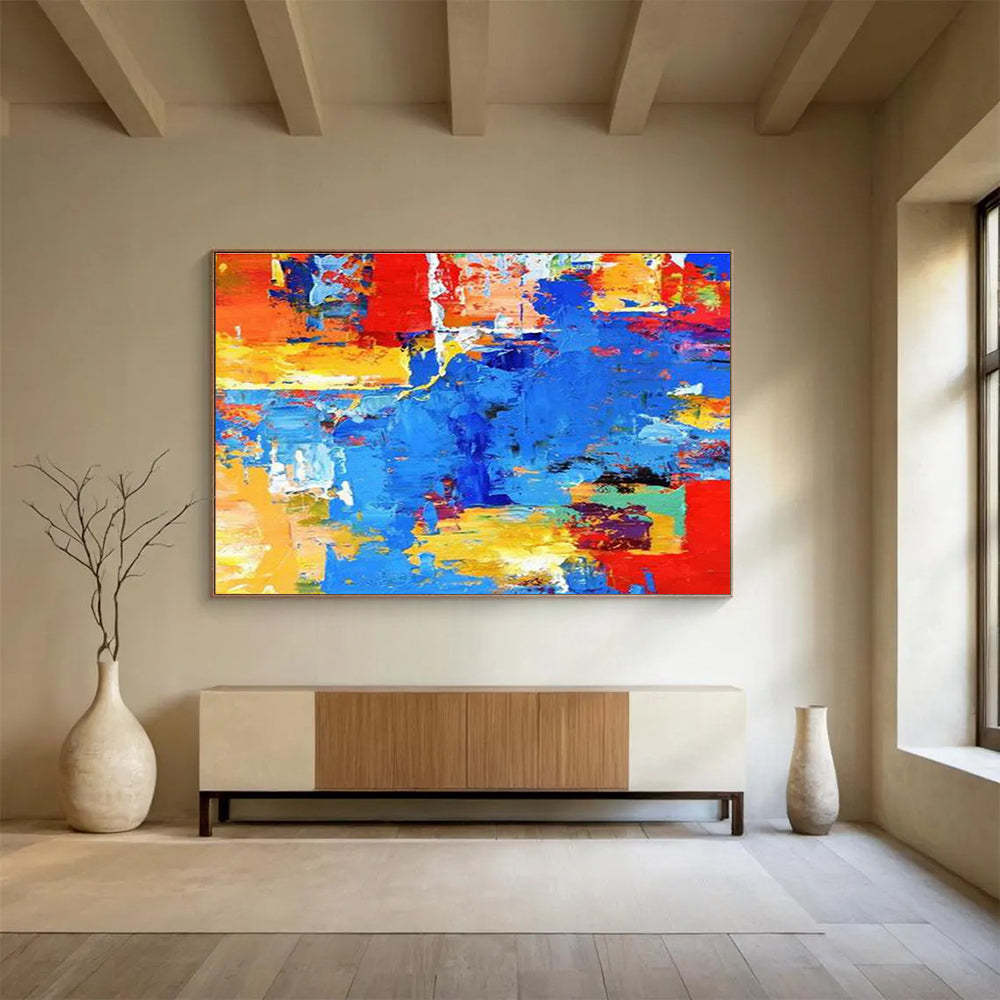 Vibrant Color Block Abstract Painting for Contemporary Office Break Rooms YHT282