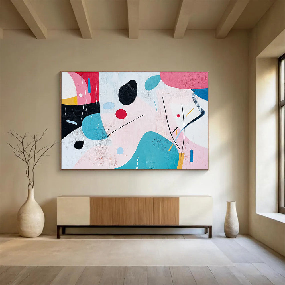 Playful Shape with Pastel and Bold Colors Abstract Painting ABS346