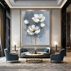 Gold - Accented Flowers Abstract Painting for Elegant Dining Rooms GAB1003