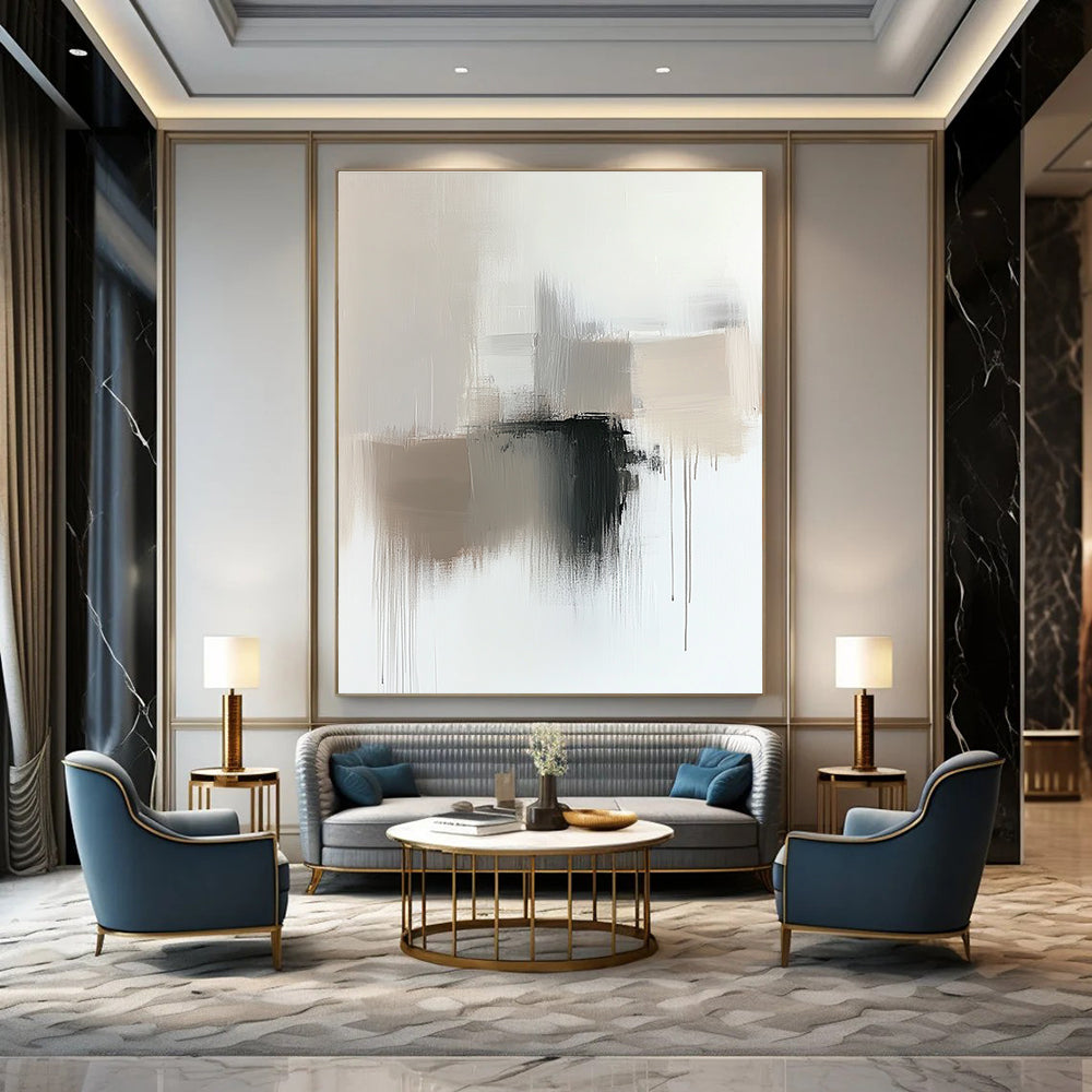 Neutral Tones Abstract Painting for Minimalist Dining Rooms GAB0803
