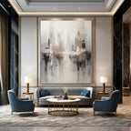 Gray - Toned Cityscape Abstract Painting for Urban - Inspired Offices HENG122