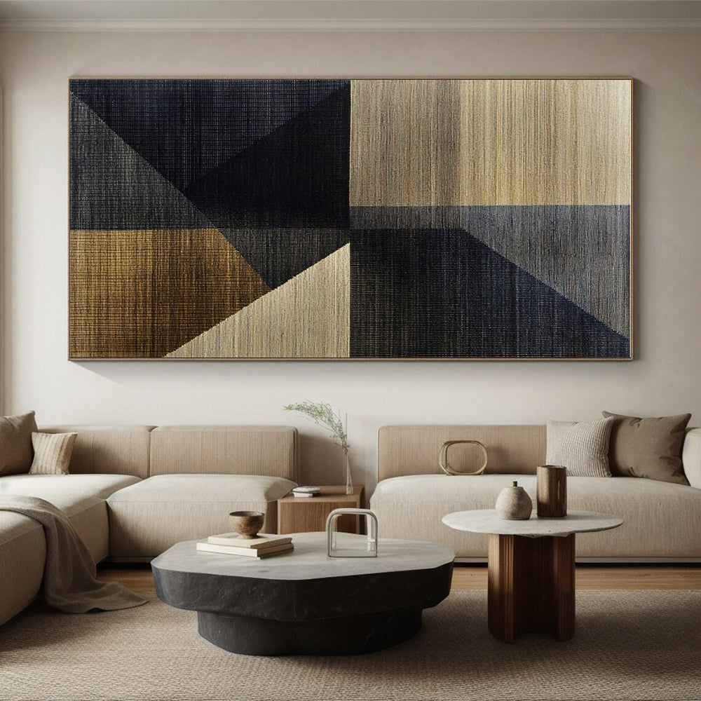 Geometric Textured Tapestry Abstract Painting with Artisanal Charm WINK216