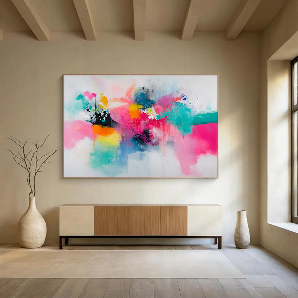 Bold Color Splash Abstract Painting with Dynamic Energetic Hues ABS545