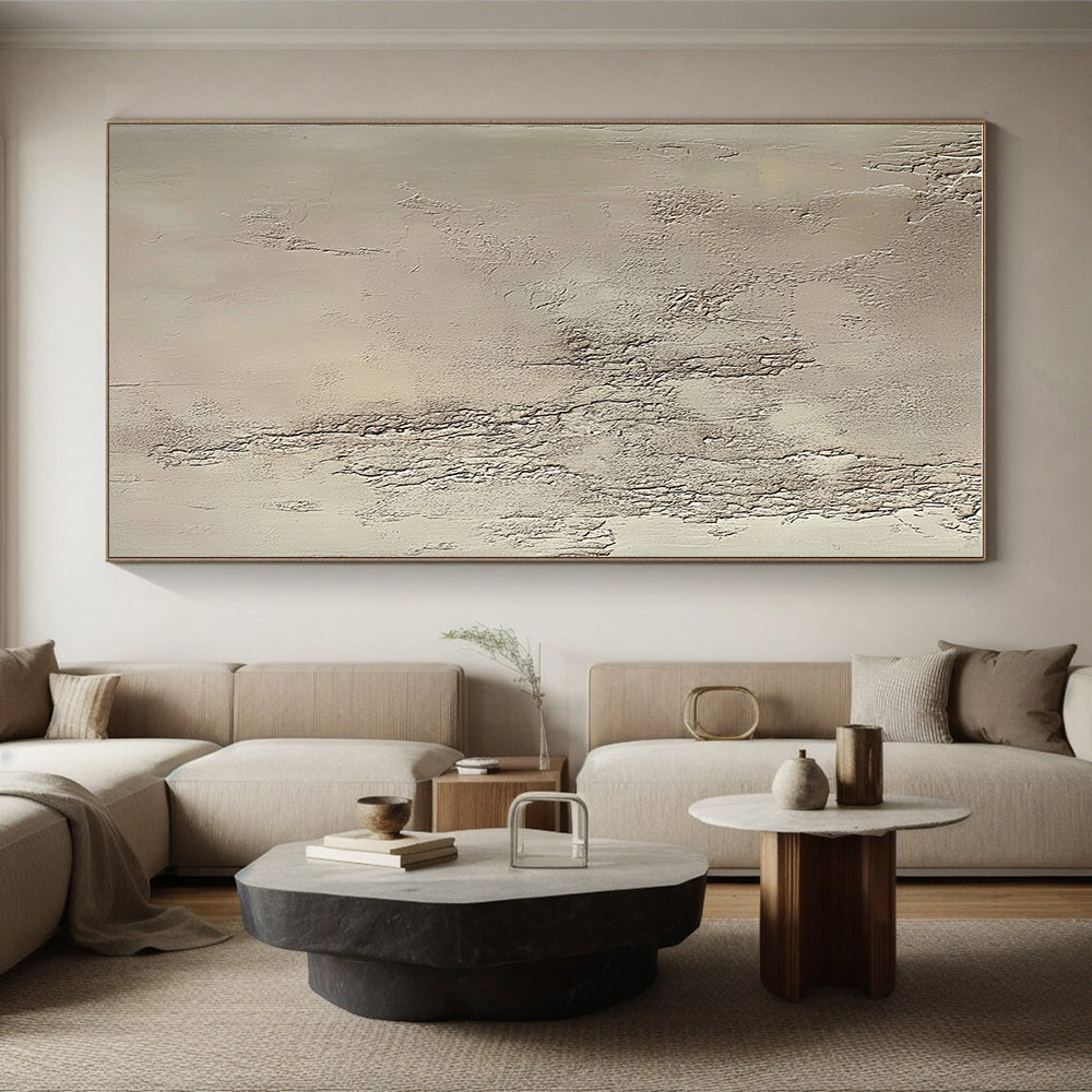 Textured Beige Plaster Abstract Painting with Raw Authenticity WINK271