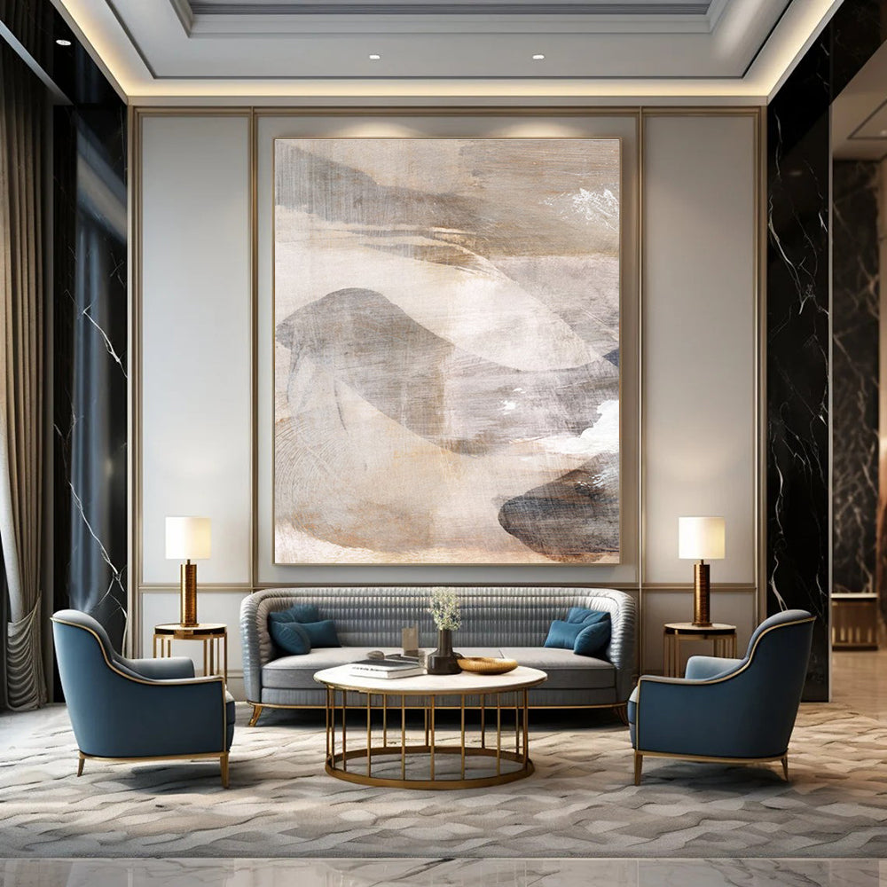 Earth - Toned Abstract Landscape Painting for Rustic - Style Living Rooms HENG210